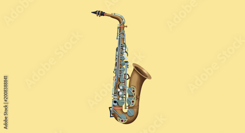 Cuadro en lienzo Colorful Mosaic Saxophone Vector Illustration