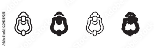 Slika na platnu Four stylized door knocker icons, two in outline and two in solid black