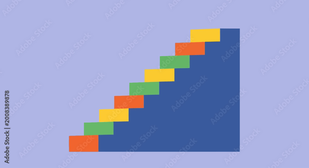 Obraz premium colorful staircase steps ascending on blue riser vector illustration