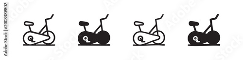 Cuadro en lienzo Set of four exercise bike icons, line art and solid fill styles