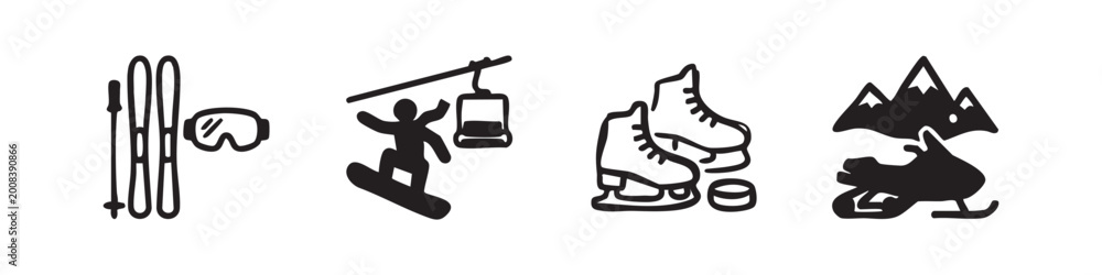 Fototapeta premium Winter sports and activities icons