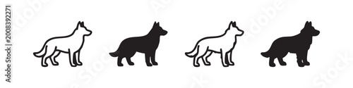 Foto German Shepherd Dog Set Vector Icon Hand Drawn Style