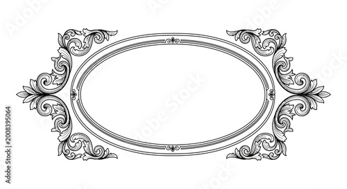 Fotografie Ornate Oval Frame Border Design.