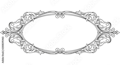 Tableau sur toile Ornate Oval Frame Border Decoration.