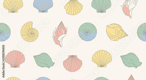 Bild auf Leinwand Seashells in various pastel colors.