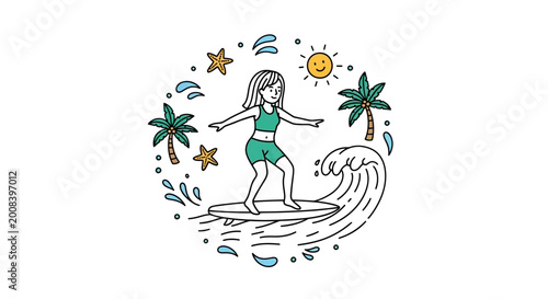 Photography Woman surfing on ocean wave.