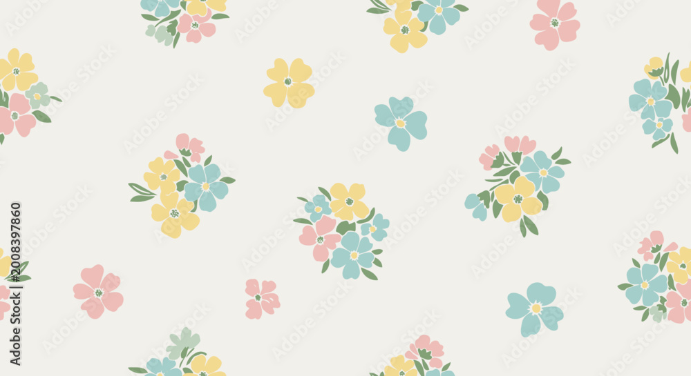Obraz premium Colorful flowers on fabric pattern.