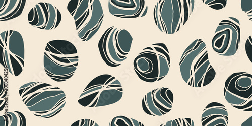 Obraz na płótnie Abstract blue pebbles seamless pattern