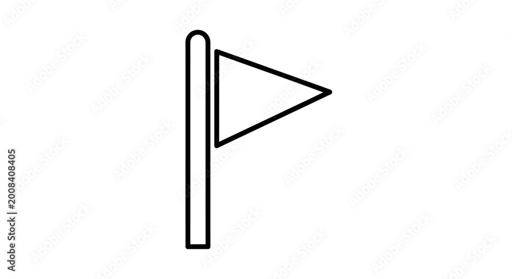 Obraz premium Minimalist black line triangle flag icon on white background