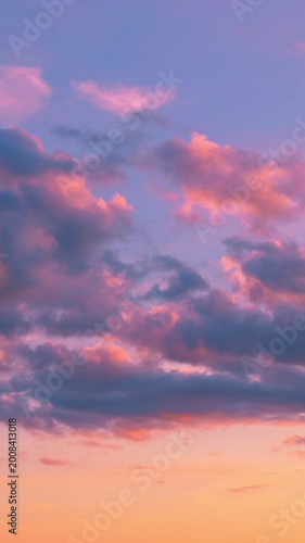 Amazing Blue Orange Golden Sunset Sunrise Sky Background Time Lapse. Natural Bright Dramatic Sky In Sunset Dawn Sunrise Timelapse. Warm Blue Yellow And Orange Colors. Real Sunset Sky. Soft Colors