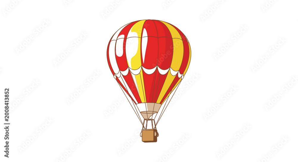 Fototapeta premium Colorful hot air balloon illustration against a clean white background