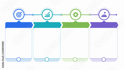 Modern 4 Step Infographic Vector Workflow Diagram with Icons and Copy Space