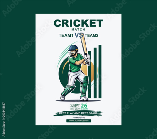Cricket player in green uniform holding bat