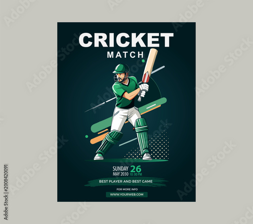 Cricket player in green uniform holding bat
