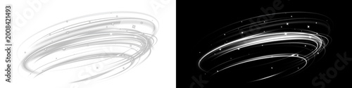 Tableau sur toile White Light Spiral Swirl with Glowing Curve Lines Effect.overlay