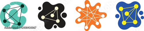 Foto Colorful network and connection concept icons on white background