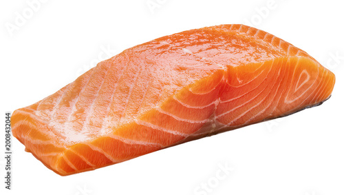 Tableau sur toile Raw vibrant orange salmon fillet with visible fat and texture