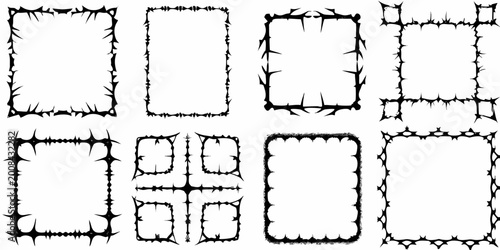gothic horror frames collection black vector illustration on white background