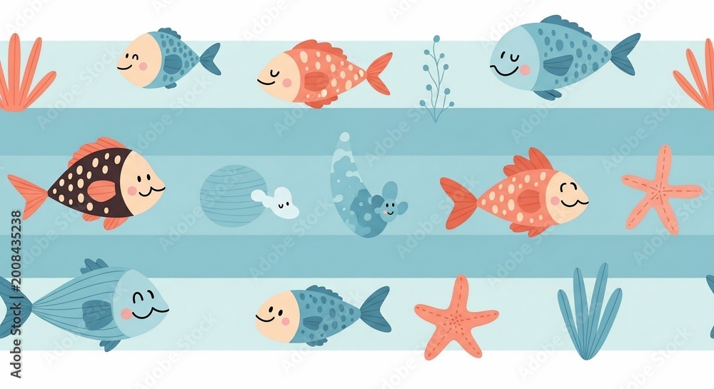 Obraz premium Ocean's Gentle Ripple: A Playful School of Friends.