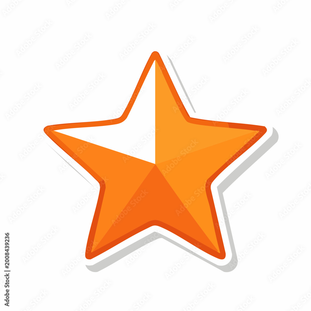 Fototapeta premium Orange Star Icon with White Highlight