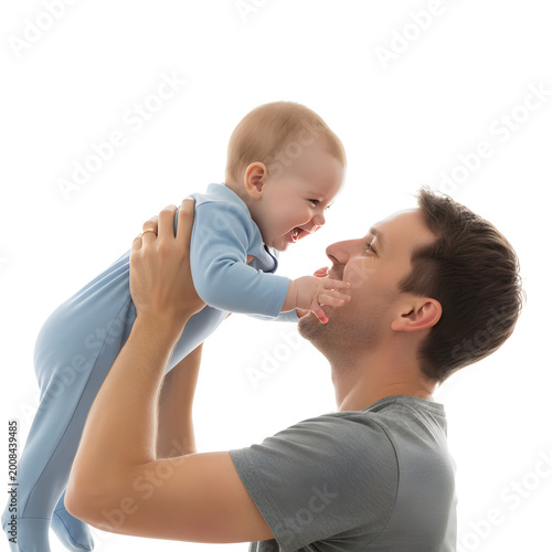 Loving father playing with his young son at home