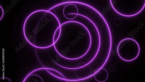 Abstract background with glowing neon circles in a dark space, creating a modern and futuristic design element for various creative projects
