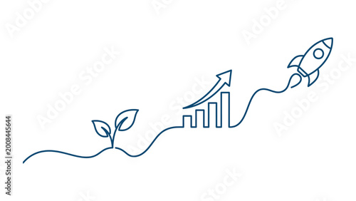 continuous line art Business growth and success concept.