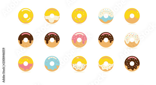 Schilderij op canvas Assorted Donuts with Various Toppings.