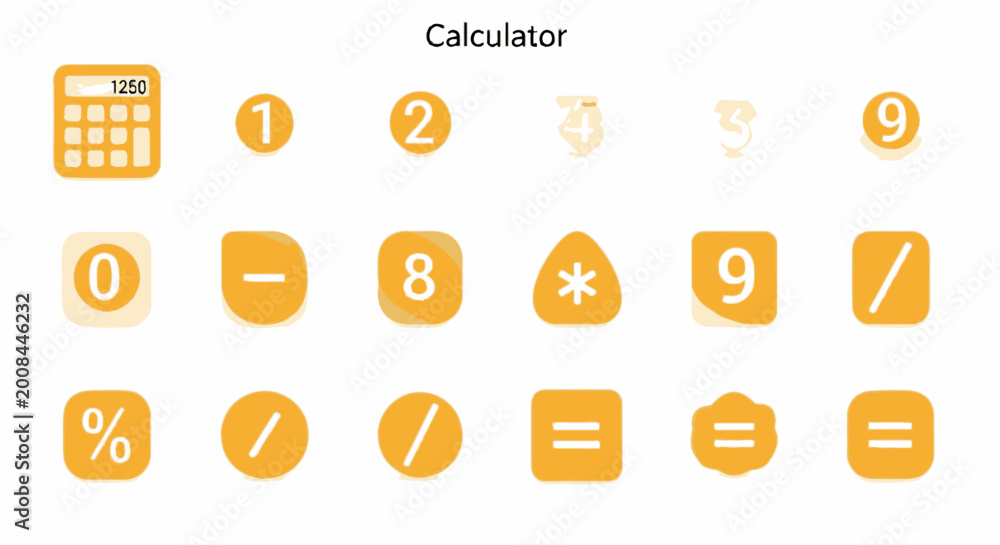 Fototapeta premium Calculator icons and symbols set.
