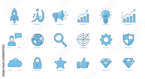 Bild auf Leinwand Collection of business and technology icons.