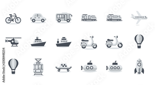 Bild auf Leinwand Transportation Vehicles Icons.