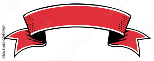 Elegant Red Ribbon Banner Illustration for Titles and Announcements Isolated on White