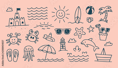 Foto Surfboards waves and water sports icons