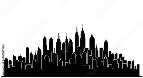City Skyline Silhouette Urban Landscape.