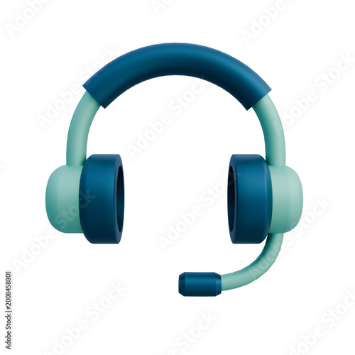 Headset with Microphone 3D Illustration
