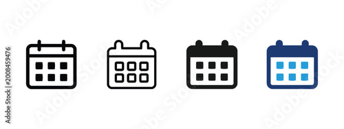 Fotografía Four different styles of calendar icons in outline, solid, and colored versions