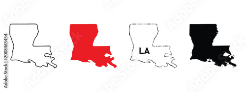 Cuadro en lienzo Louisiana state map outlines in different variations and abbreviation
