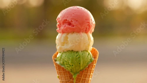 Triple Scoop Ice Cream Cone.
