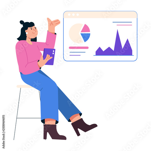 Flat style illustration depicting trend analysis