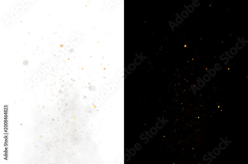 Canvastavla Glowing fiery sparks and embers with swirling flames, realistic fire particle ov