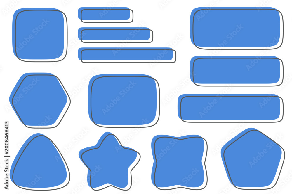 Fototapeta premium Abstract organic shapes. Dynamic frames for creative designs. Blue geometric blobs and fluid forms for modern banners, posters and graphic templates with vibrant style. Vector