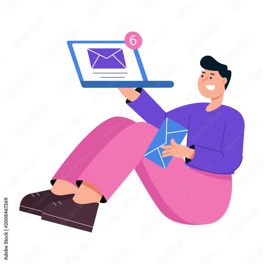 Fototapeta premium A flat style illustration showing email management