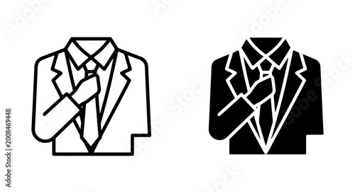 Fotografía single person business suit thinking gesture outlined and filled versions as sep