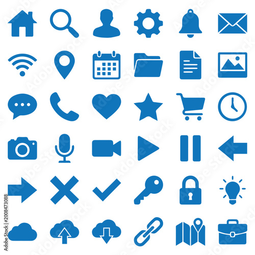 Obraz na płótnie Set of thirty six blue universal business web icons with business