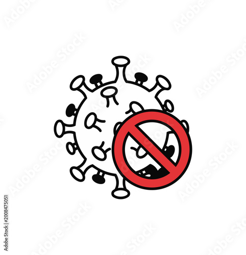 Free Download Coronavirus icon with prohibited sign isolated on black background - GFXLoad