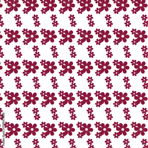 seamless pattern with pink flowers with white background