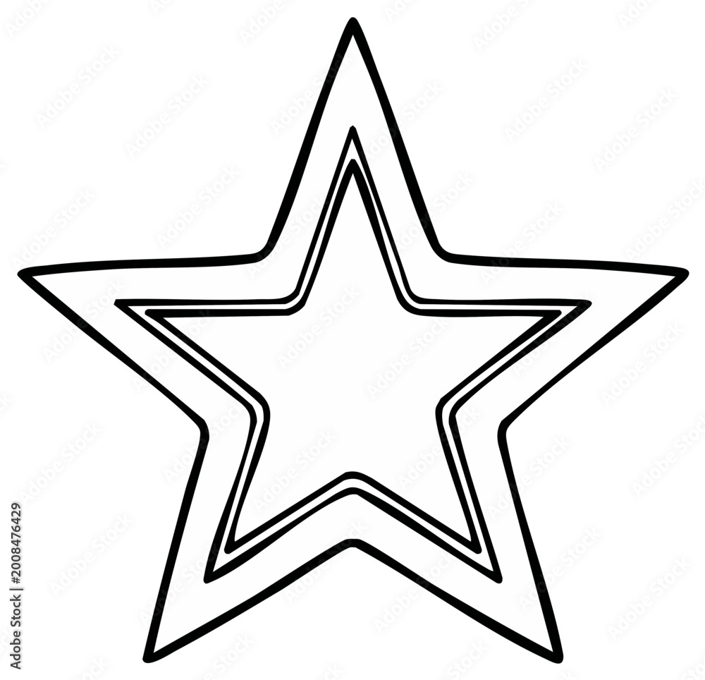 Fototapeta premium Stylized Five Pointed Star Outline Hand Drawn Simple Graphic