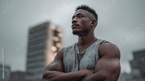Confident man in urban environment