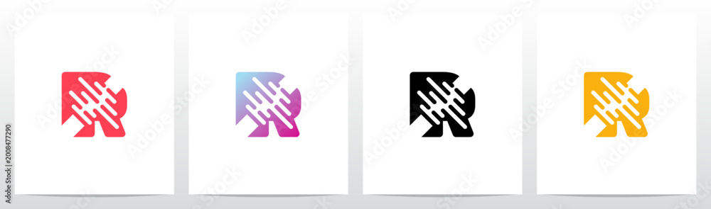 Obraz premium Split In Half Try to Connect Merging Back Letter Initial Logo Design R