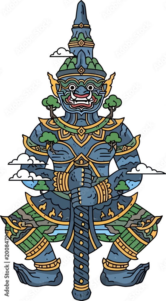Fototapeta premium Thai mythical creature guardian statue figure.